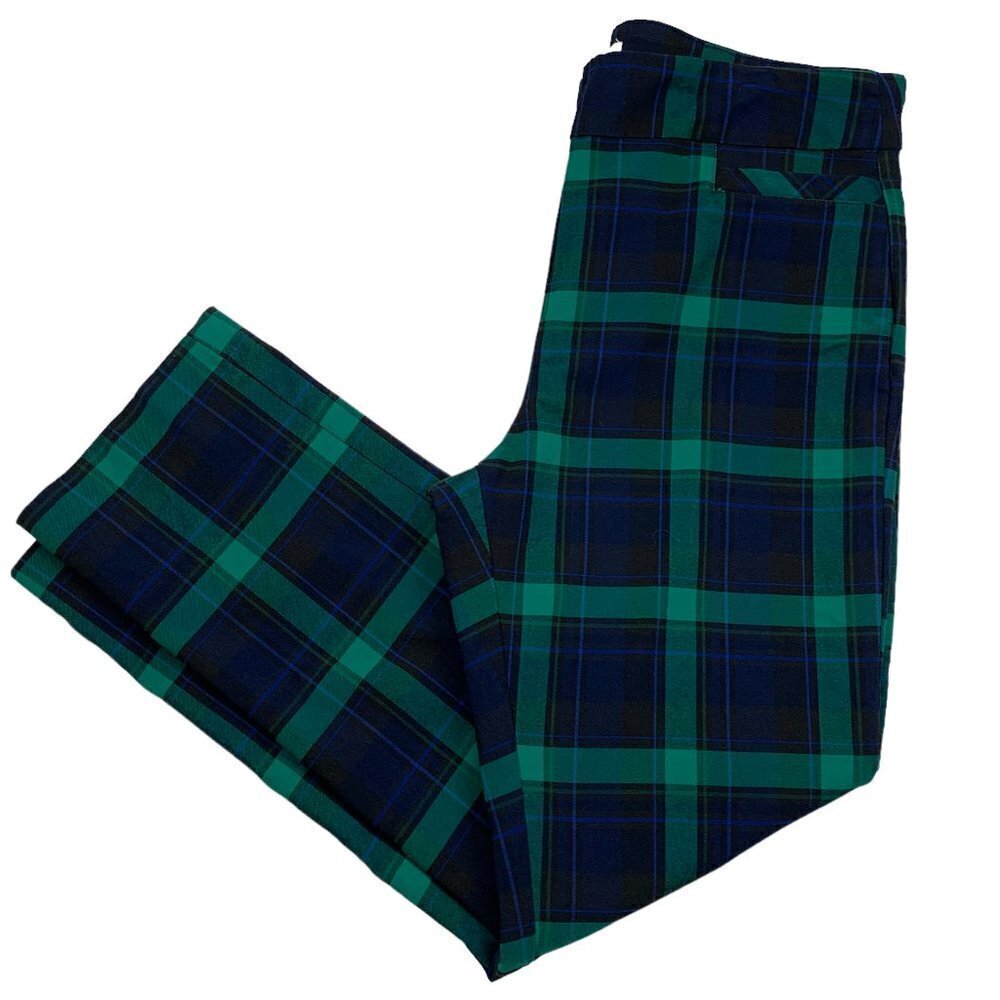 Kim Rogers Rayon Tummy Control Plaid/Academia Pull-On Pants Women's Size 14S